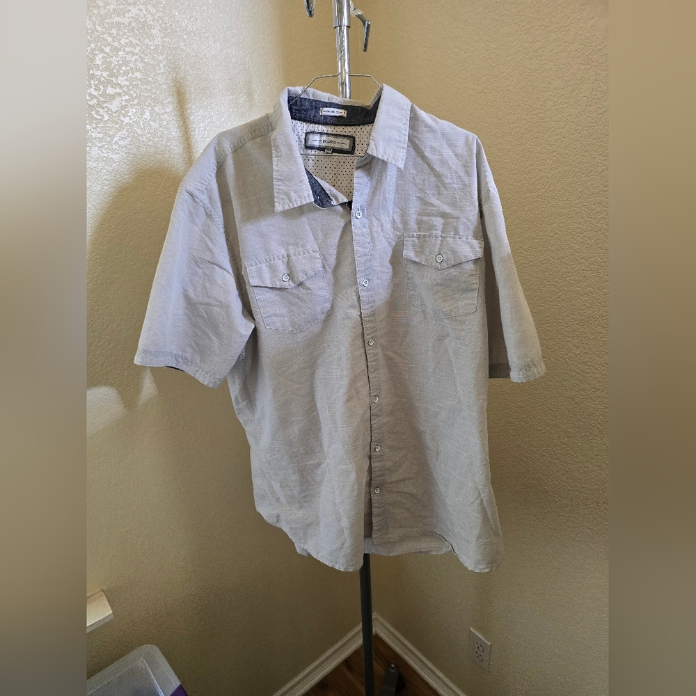 PD& CO Short Sleeve Button Up Shirt With Pockets